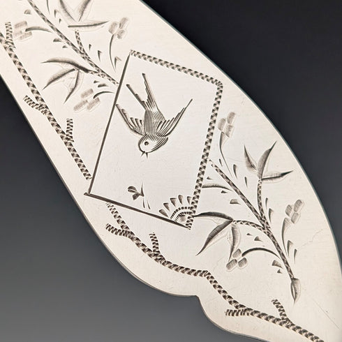 1870s British Antique Silver Plated Butter Knife Pair in Case